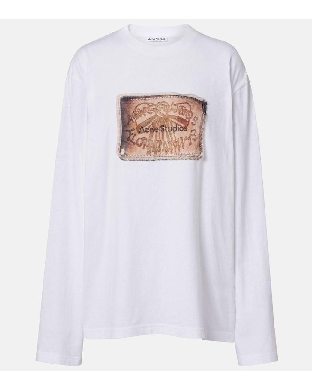 Acne White Printed Cotton Jersey Top