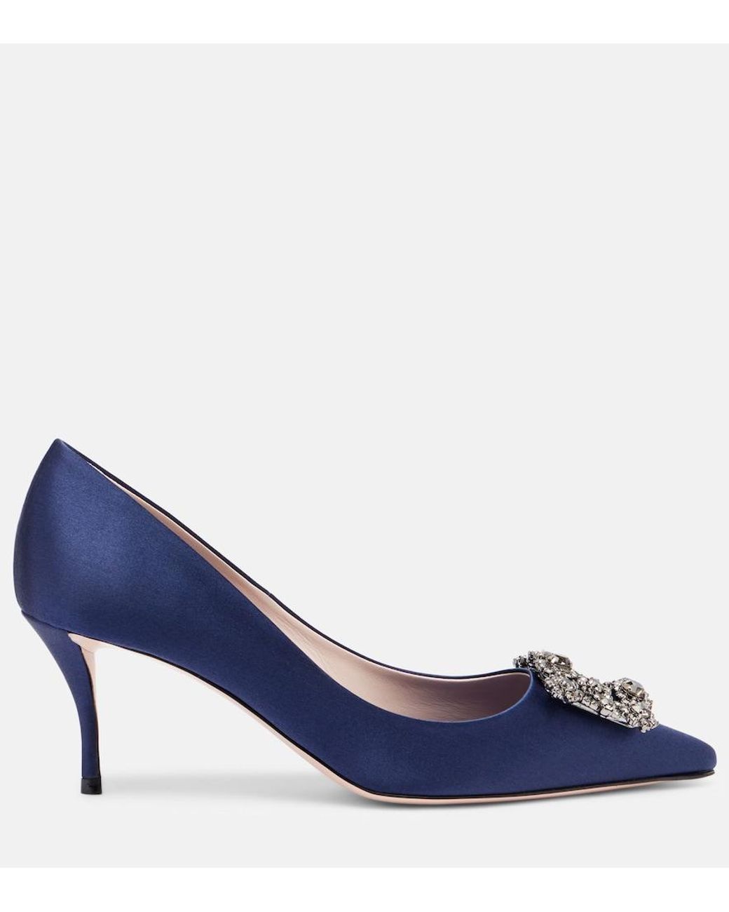Roger Vivier Blue Efflorescence 65 Embellished Satin Pumps
