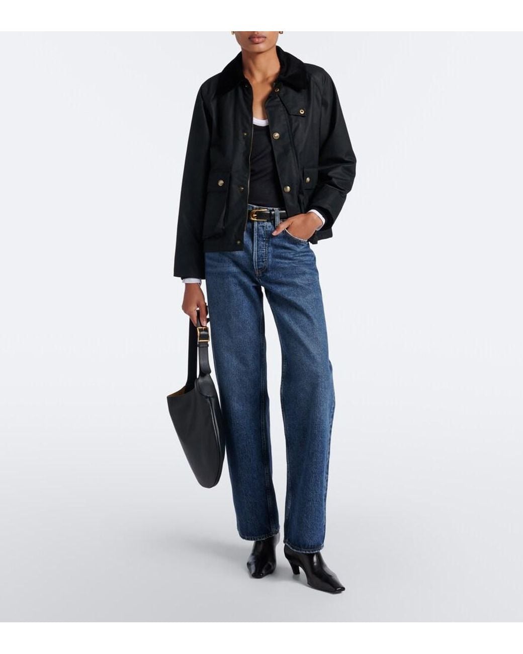 Nili Lotan Black Brinley Corduroy-Trimmed Cotton Jacket
