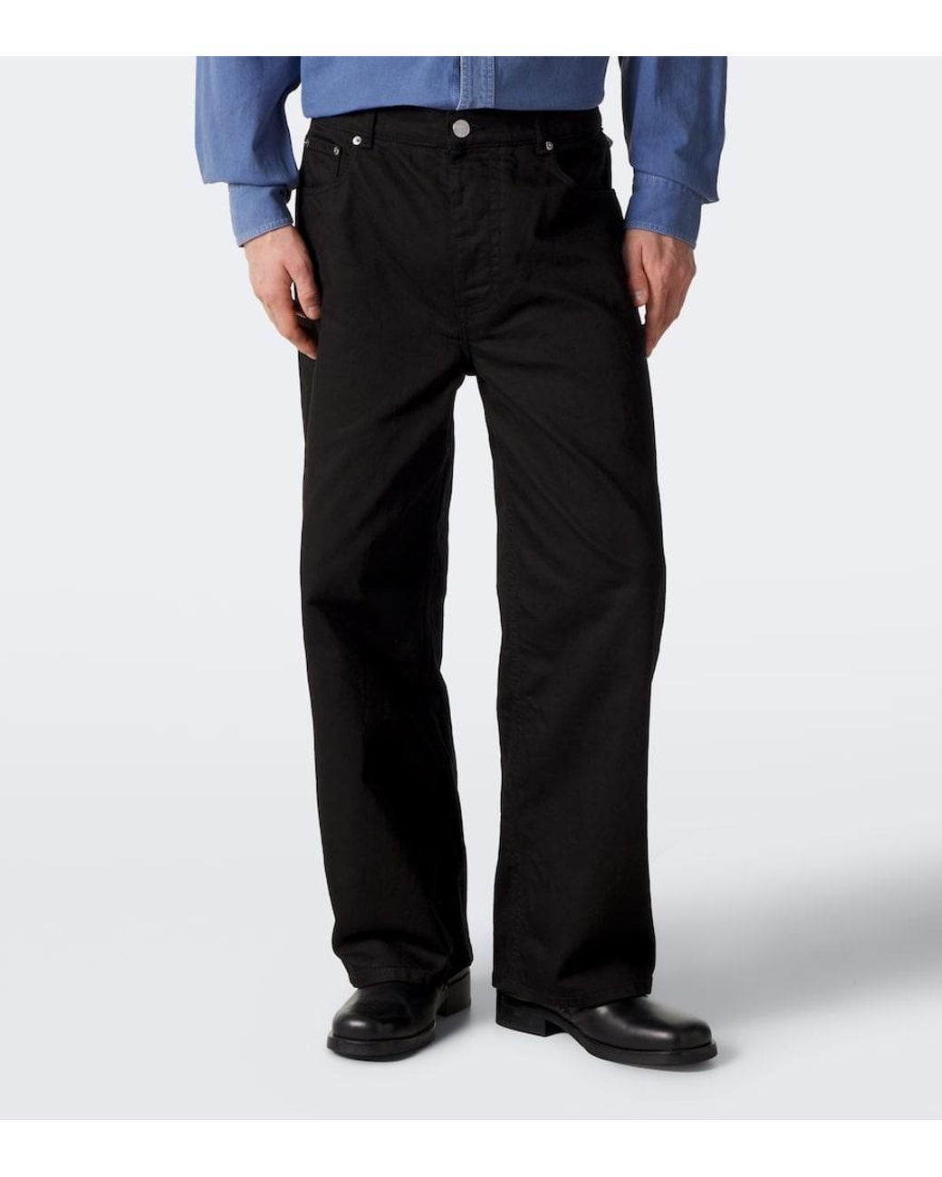 AMI Black Mid-Rise Straight Jeans for men