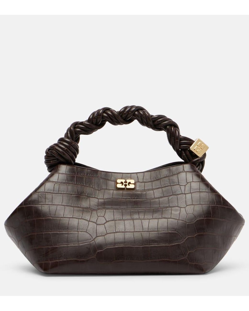 【Ganni】 Bou Small croc-effect tote bag Ganni Bou Small Croc-Effect Tote Bag in Black | Lyst Canada