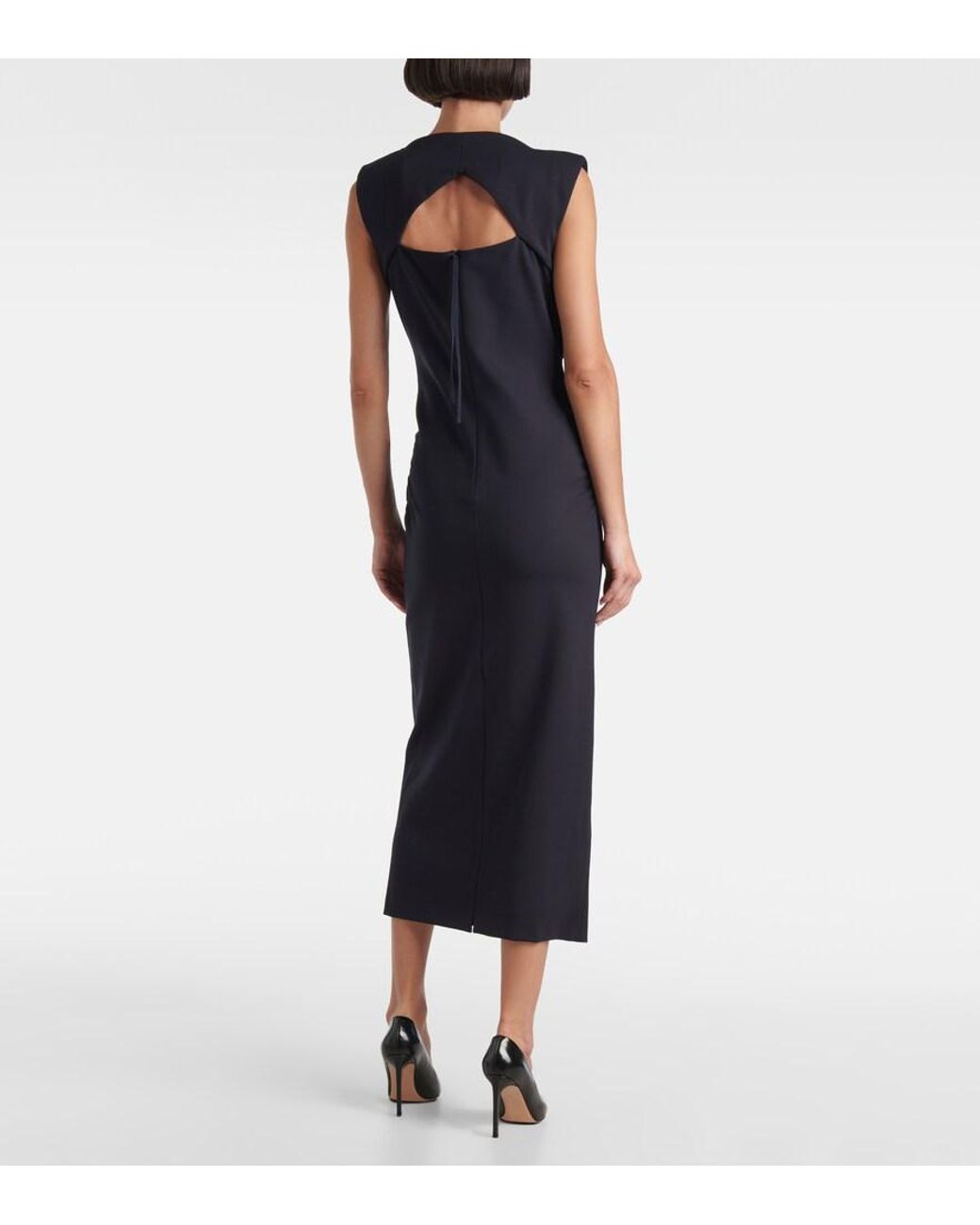 Dorothee Schumacher Blue Emotional Essence Draped Midi Dress