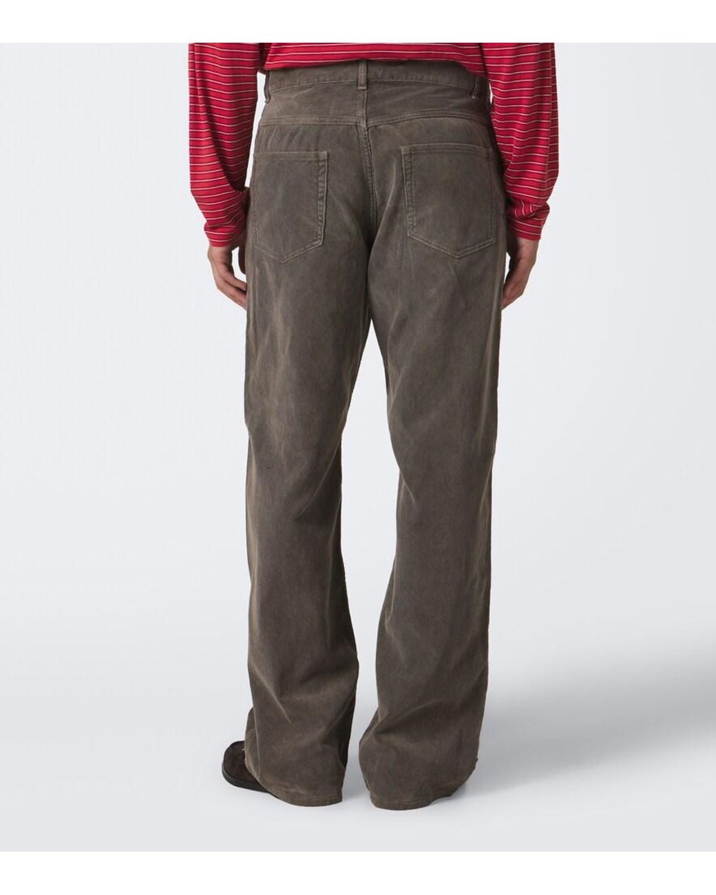 Auralee Gray Cotton Corduroy Wide-Leg Pants for men