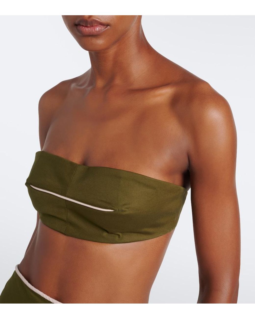 Adriana Degreas Green Cotton-Blend Bandeau Top