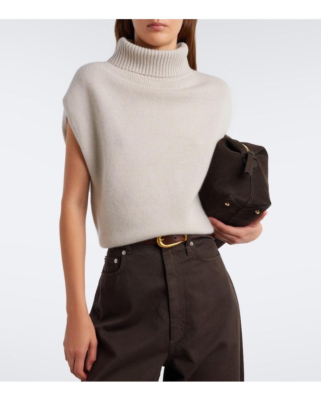 Jardin Des Orangers White Wool And Cashmere Turtleneck Sweater Vest