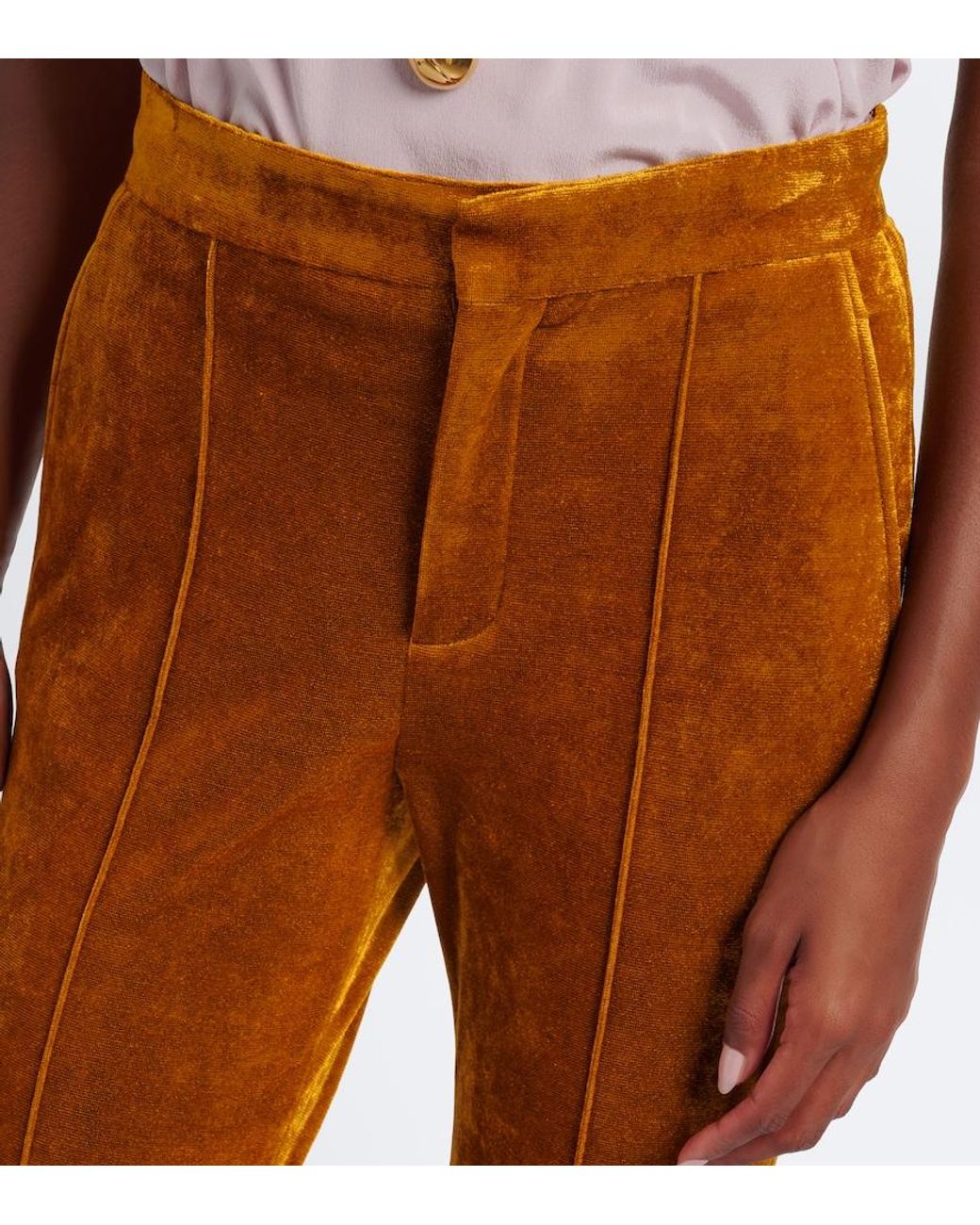 Chloé Brown Velvet Stirrup Pants