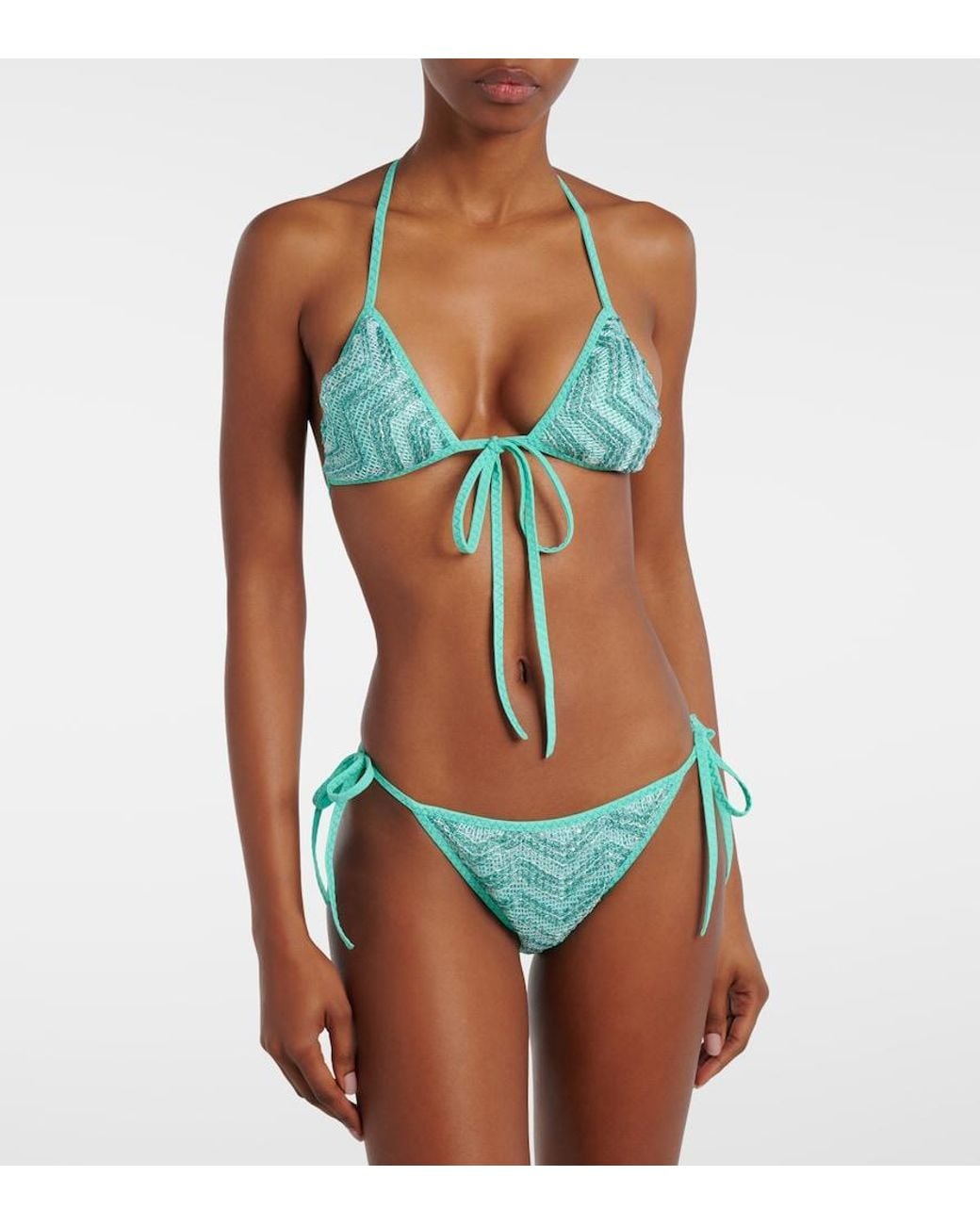 Missoni White Zigzag Lame Bikini Top
