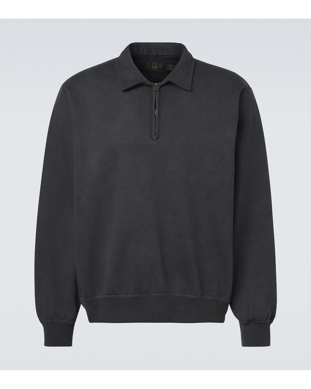 RRL Black Cotton Half-Zip Sweatshirt for men