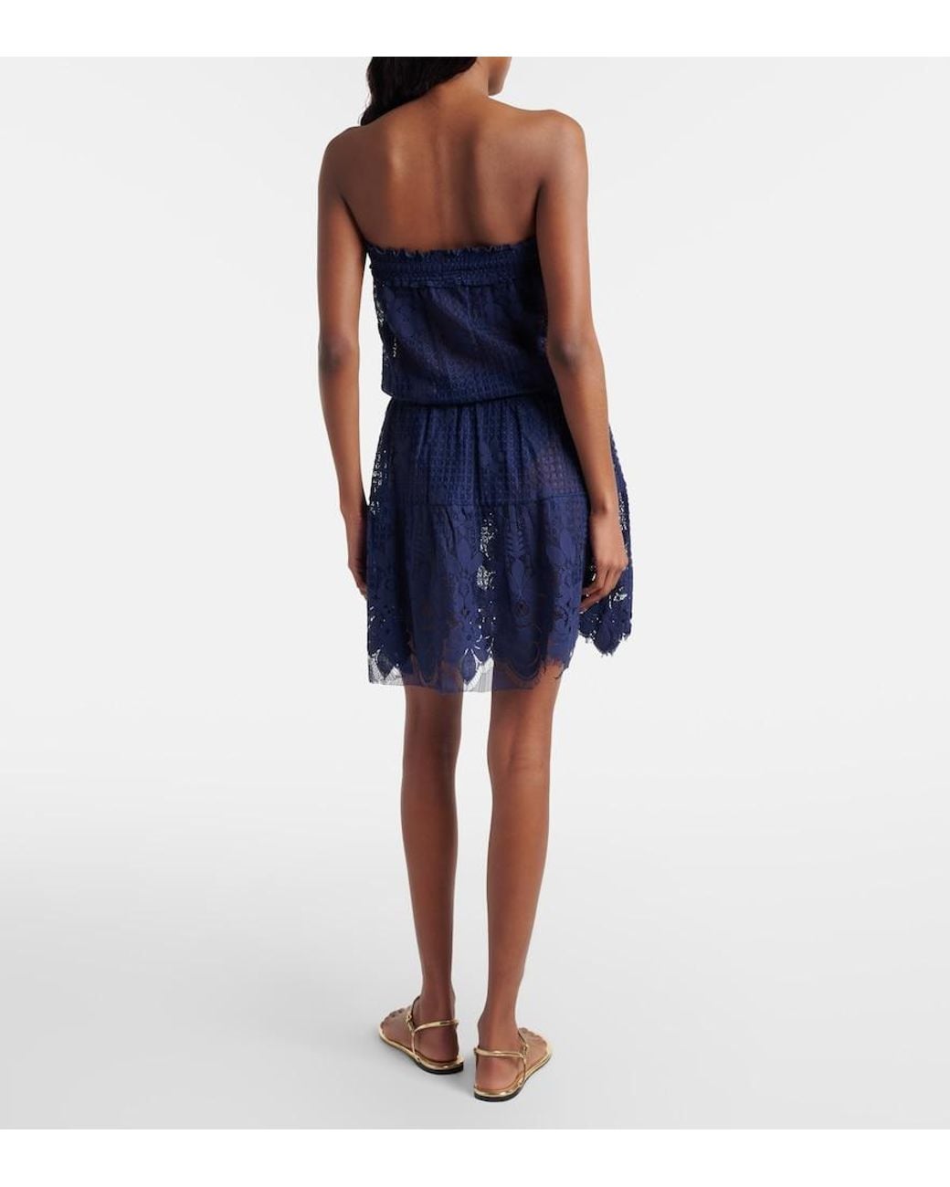 Melissa Odabash Blue Isla Hs Cotton-Blend Lace Romper