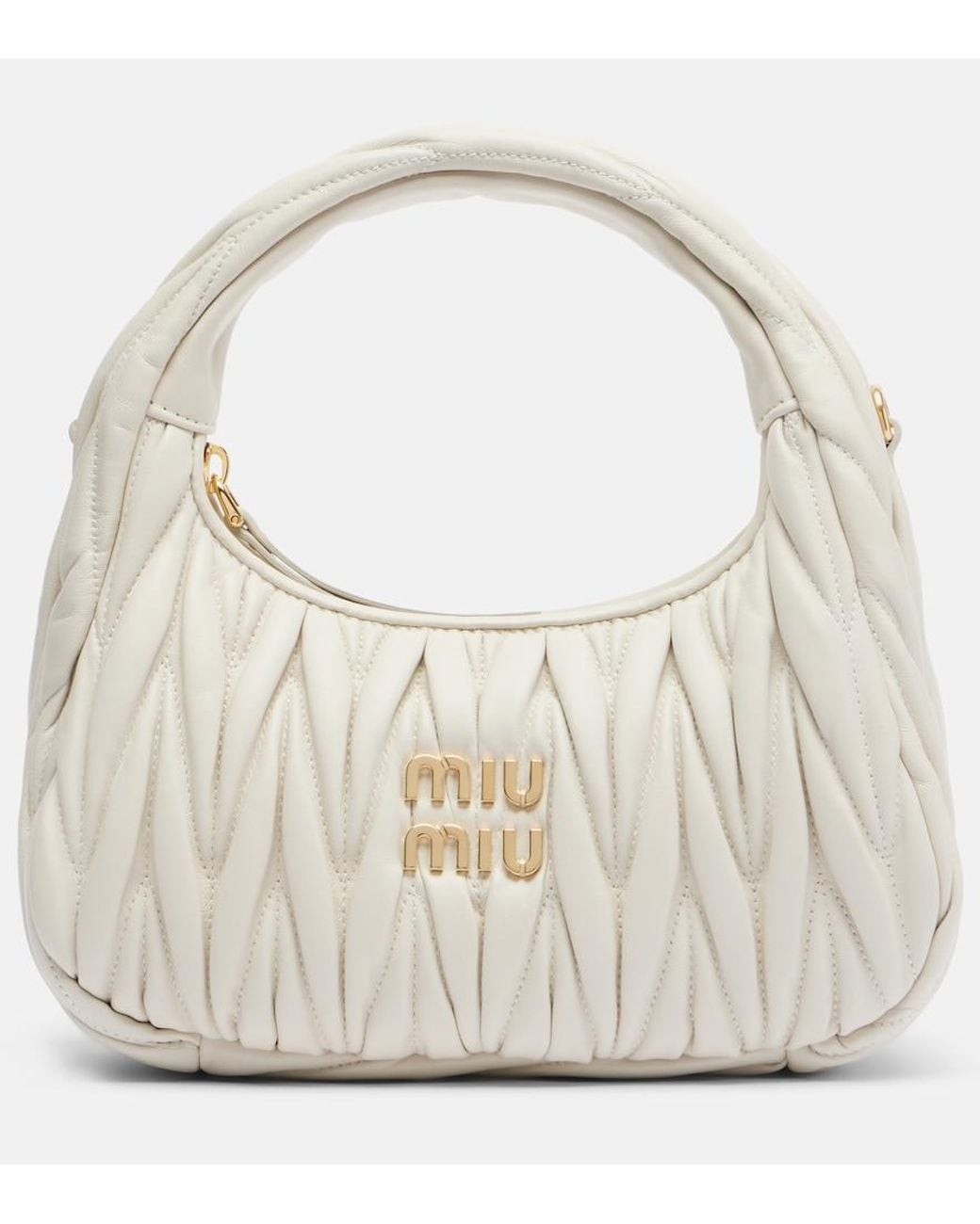 Miu Miu White Wander Small Leather Top-Handle Bag