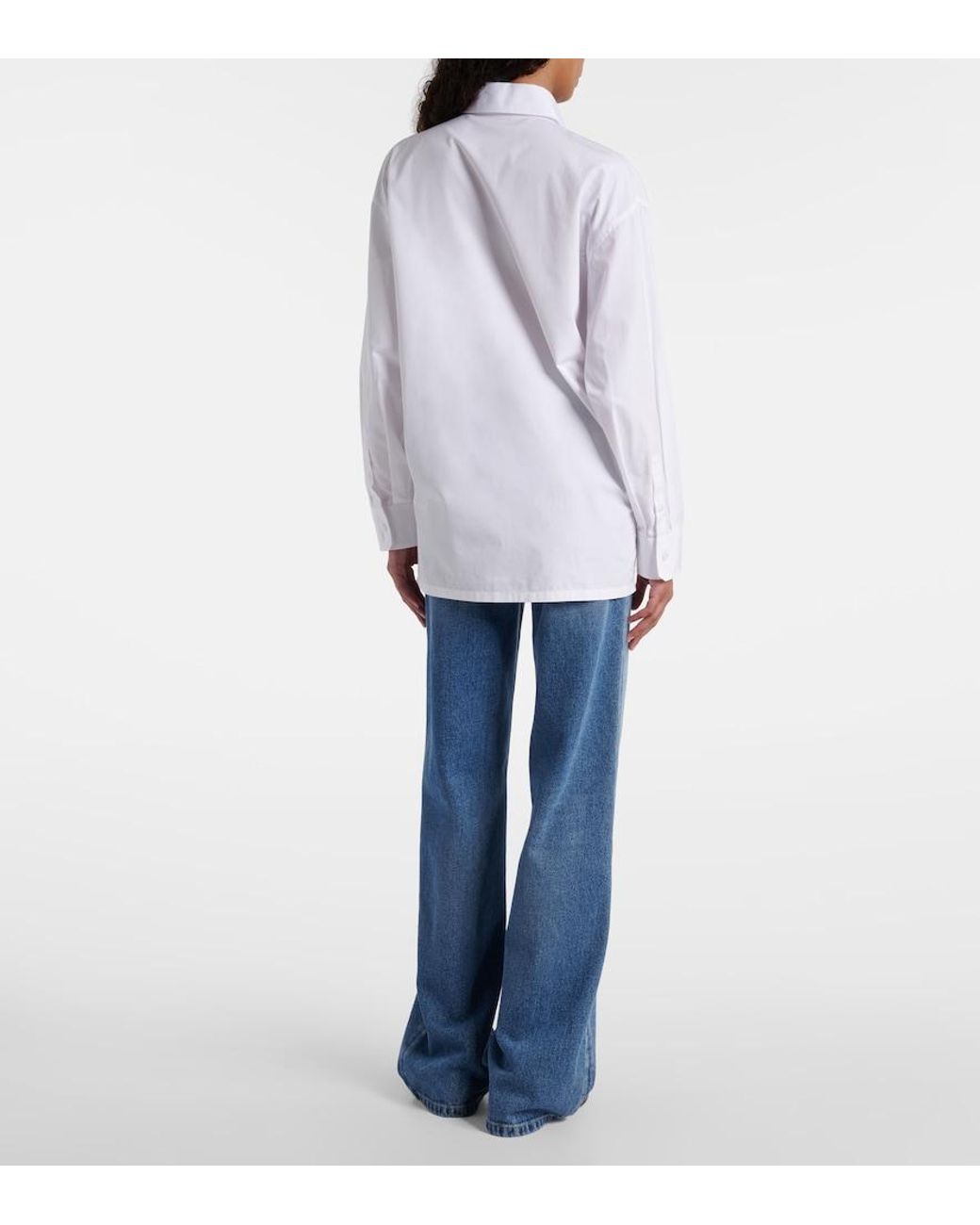 Prada White Embroidered-Logo Poplin Shirt