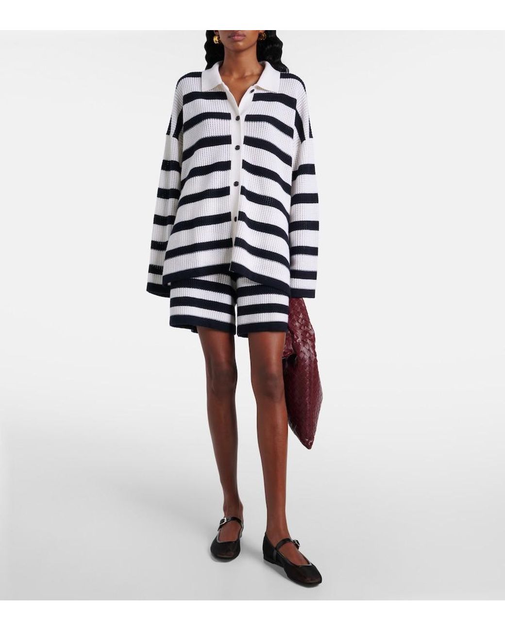 Jardin Des Orangers Blue Striped Cashmere Cardigan