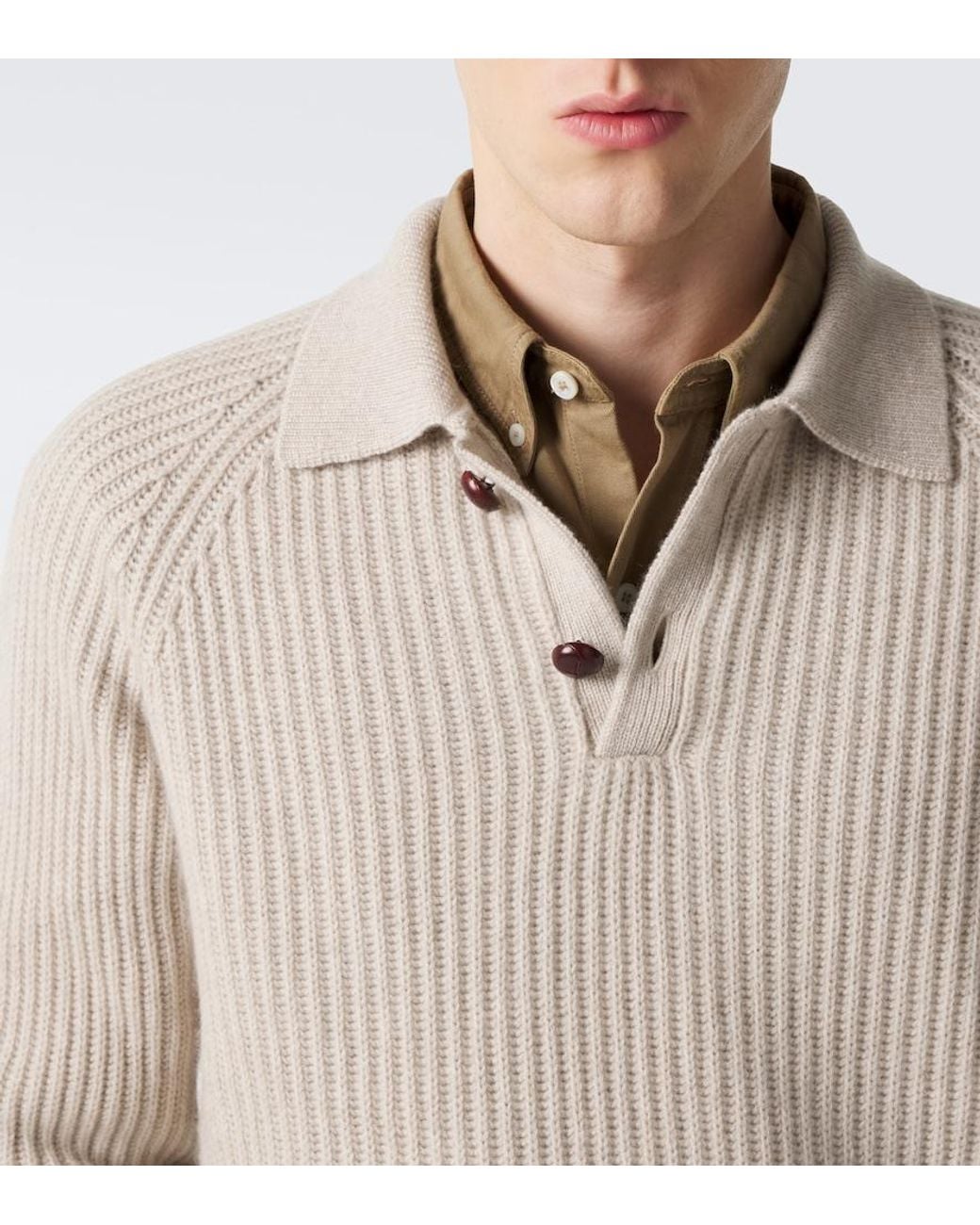 arch4 White Mr Darius Cashmere Polo Sweater for men