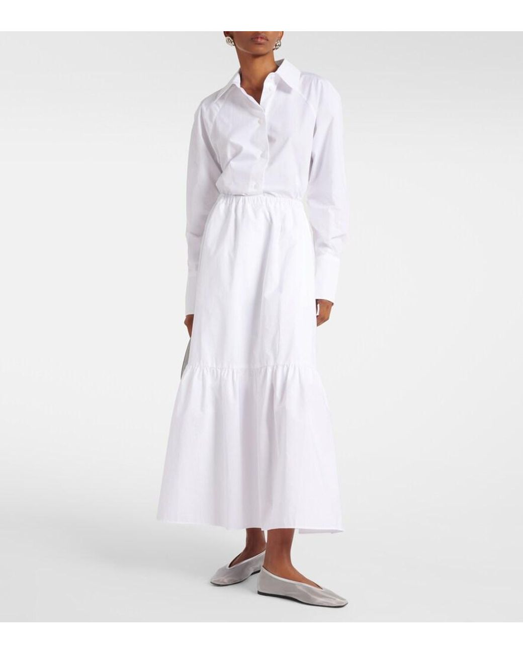Patou White Tiered Cotton Maxi Skirt