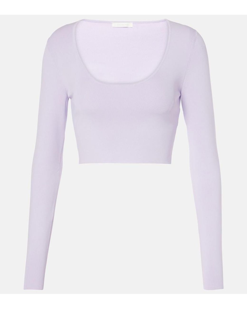 Zimmermann Purple Acacia Knit Scoop Ribbed-Knit Crop Top