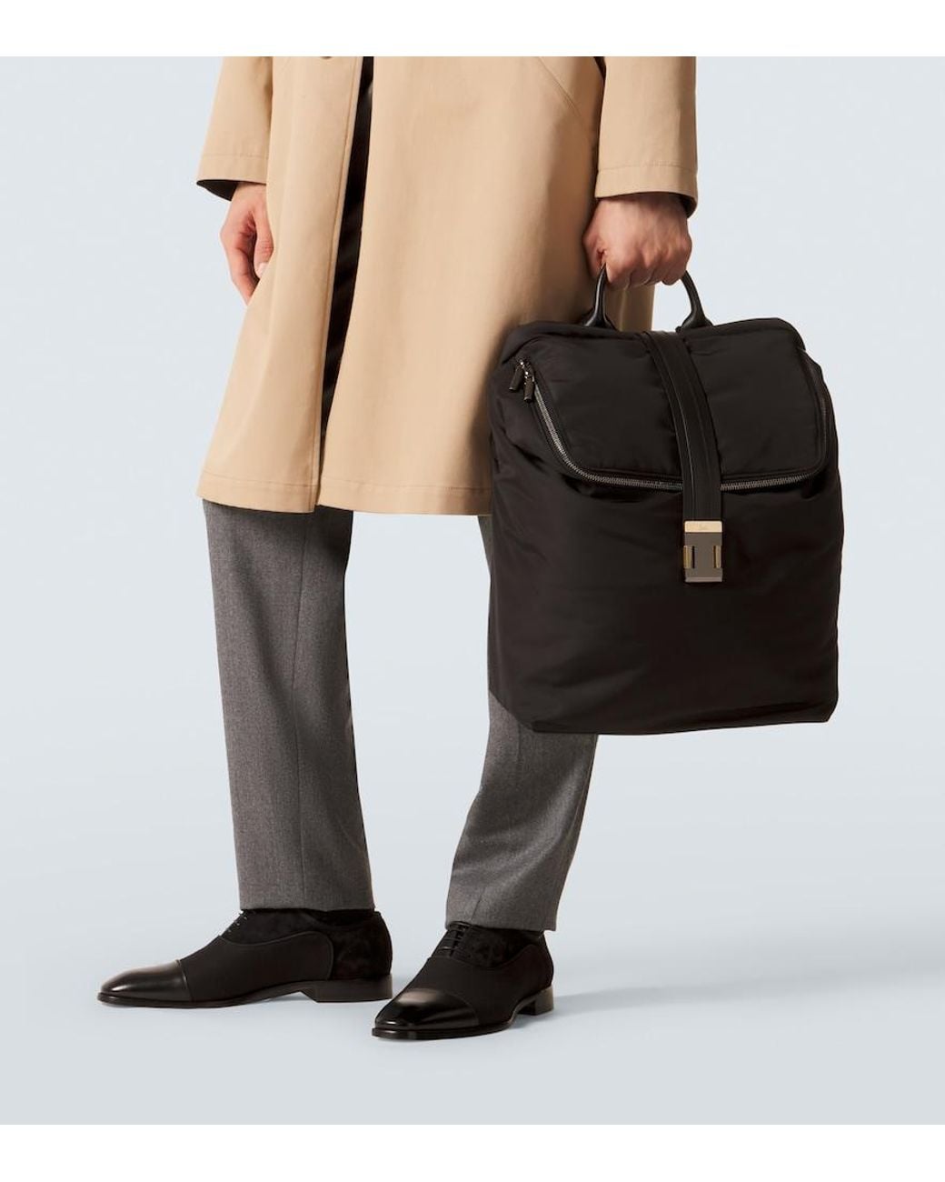 Christian Louboutin Black Nox Leather-Trimmed Backpack for men