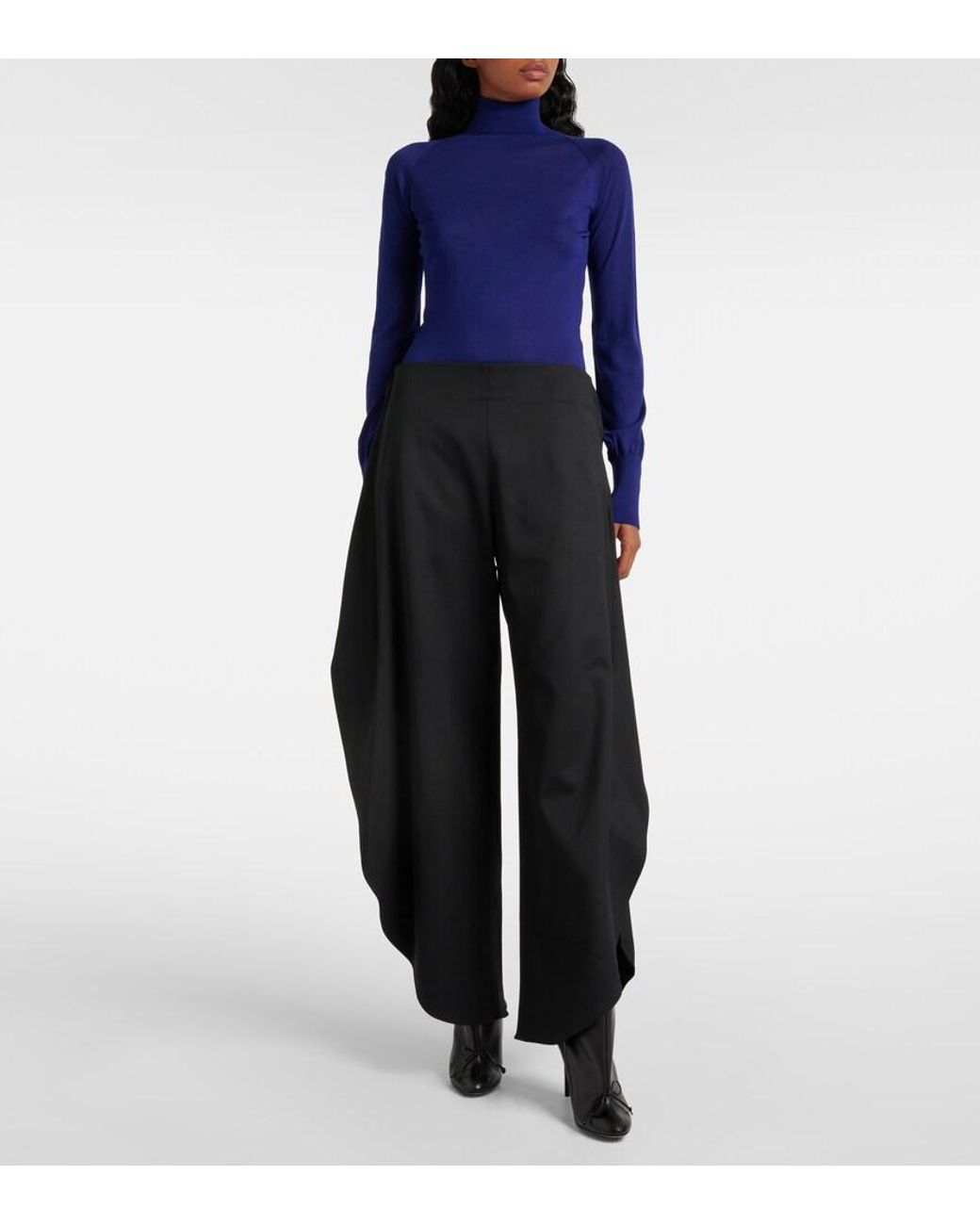 Alaïa Black Wool Grain De Poudre Balloon Pants