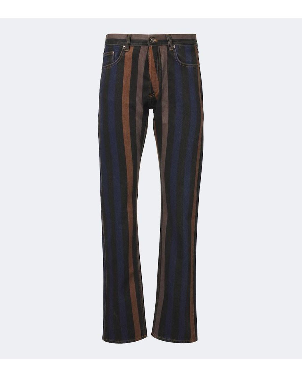 Versace Gray Striped Straight Jeans for men