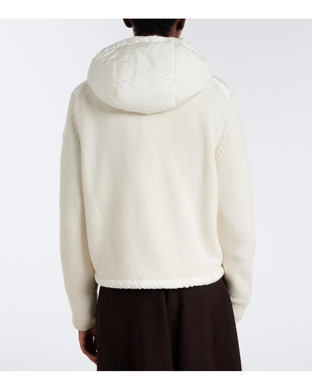 Moncler White Wool And Cashmere Down Padded Cardigan