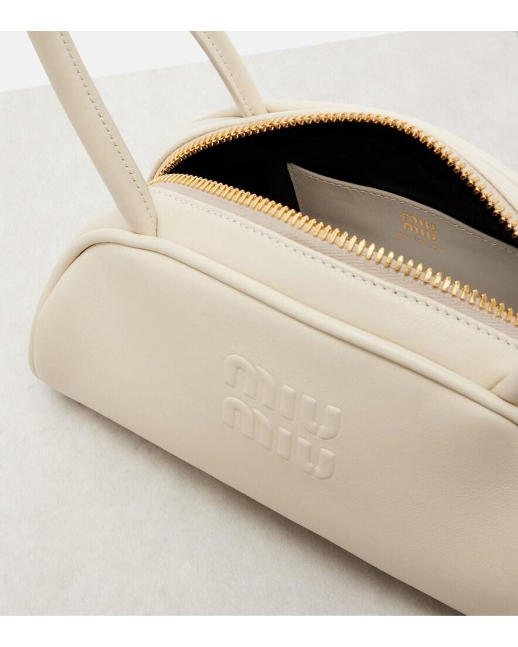 Miu Miu Natural Beau Small Leather Bowling Bag
