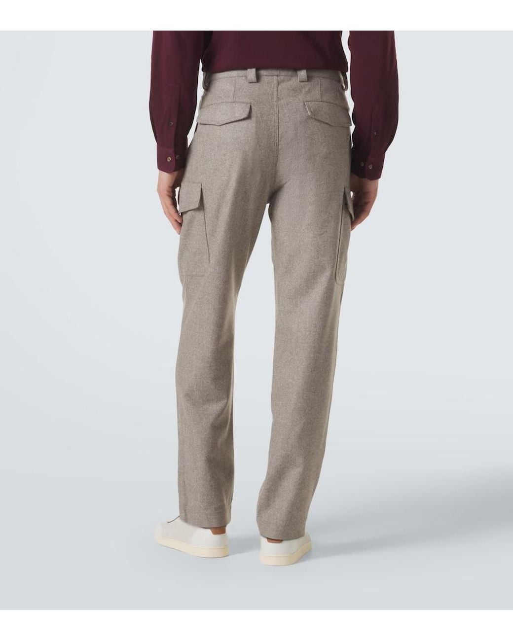 Brunello Cucinelli Gray Wool Tapered Pants for men