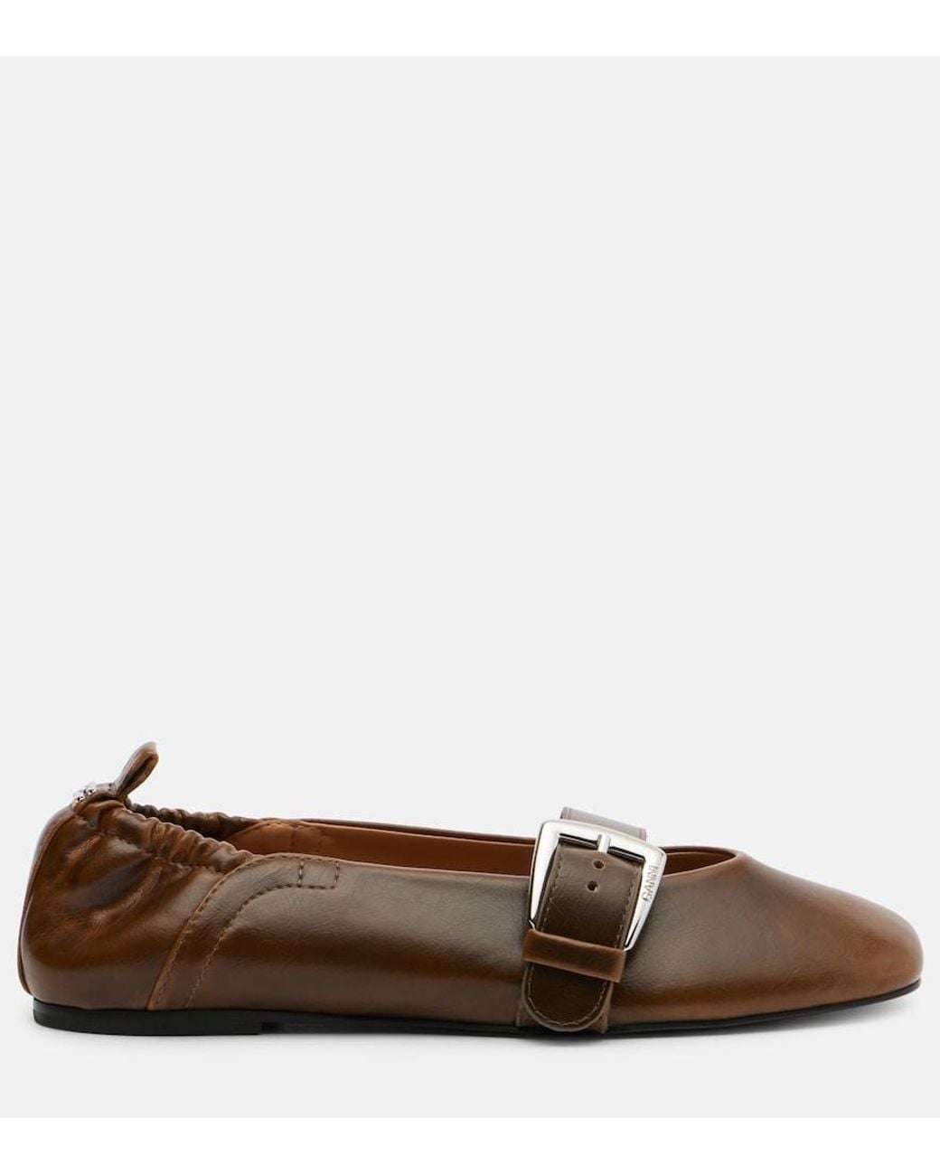 Ganni Brown Butterfly Mary Jane Flats