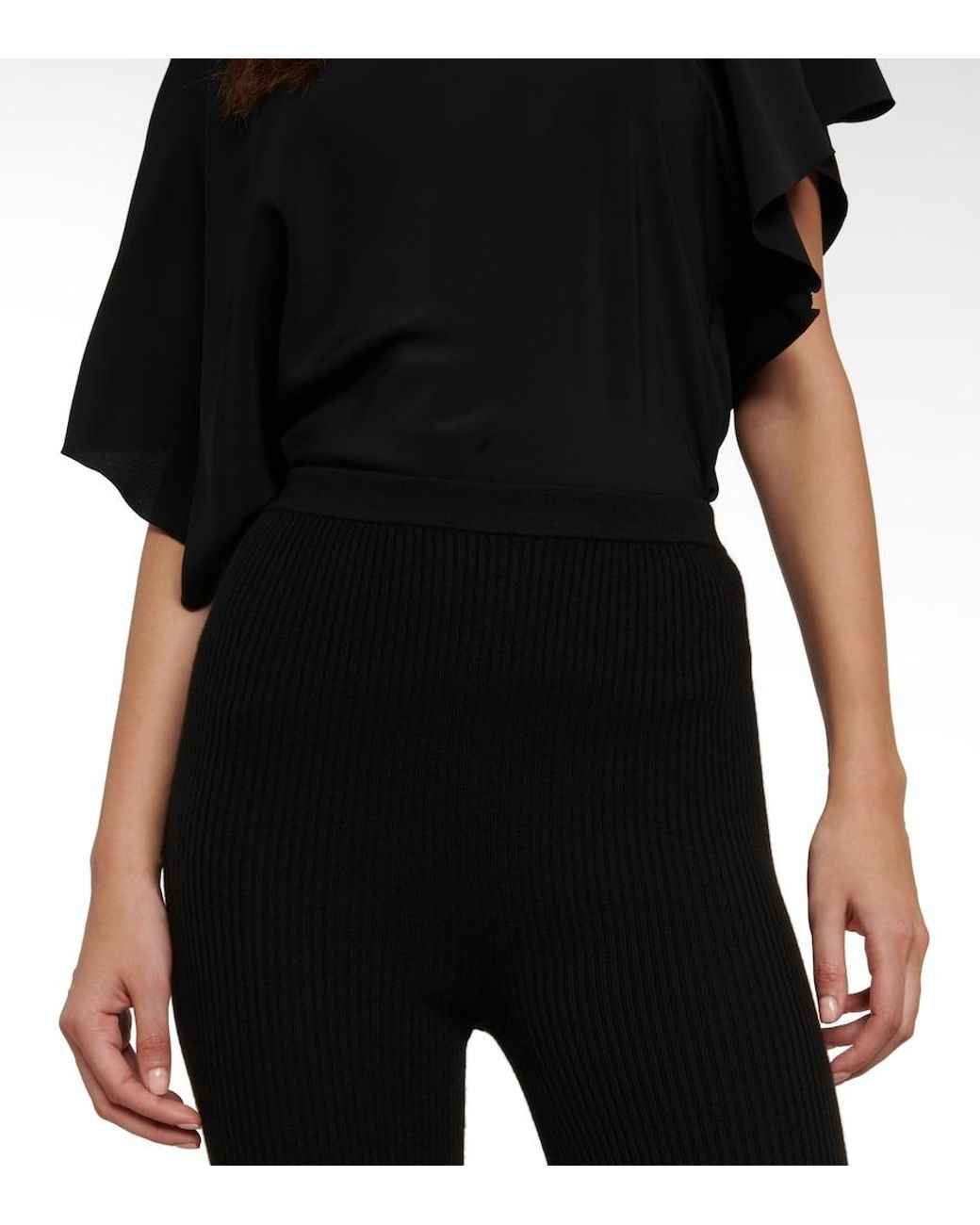 Rick Owens Black Rib-Knit Wool-Blend Pants