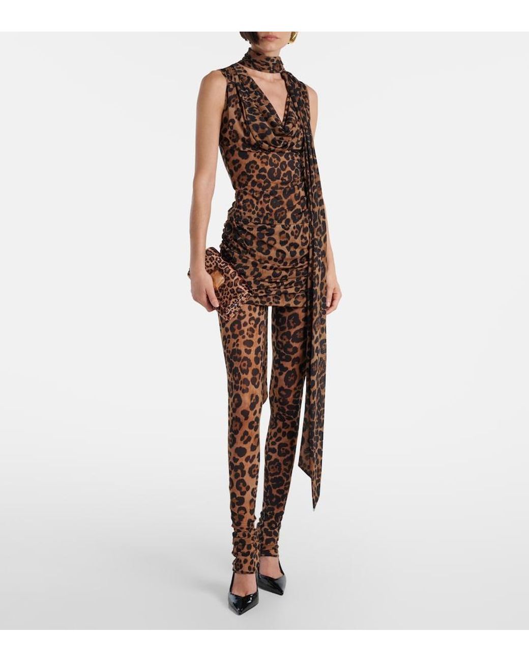 Blumarine Brown Leopard-Printed Jersey Leggings