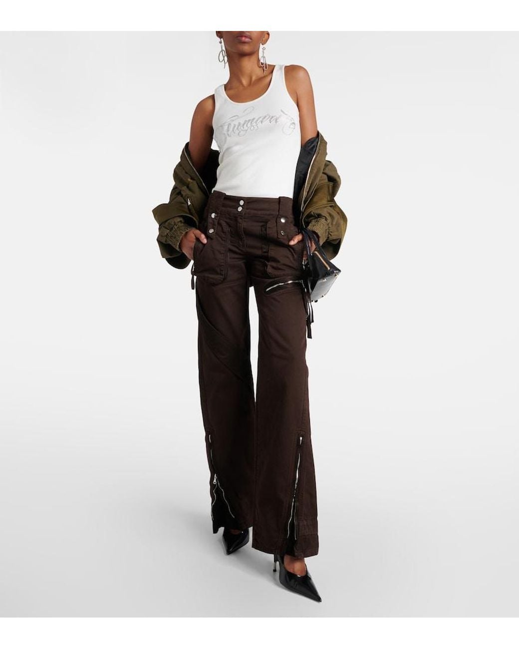 Blumarine Black Low-Rise Denim Cargo Pants