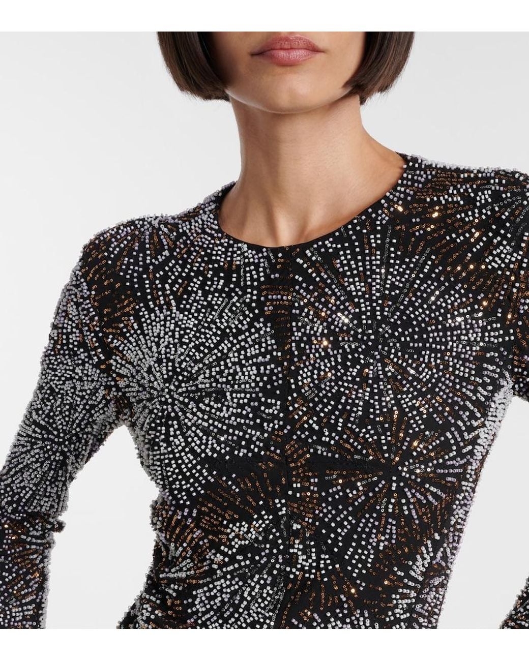 Rabanne Gray Embellished Caped Gown