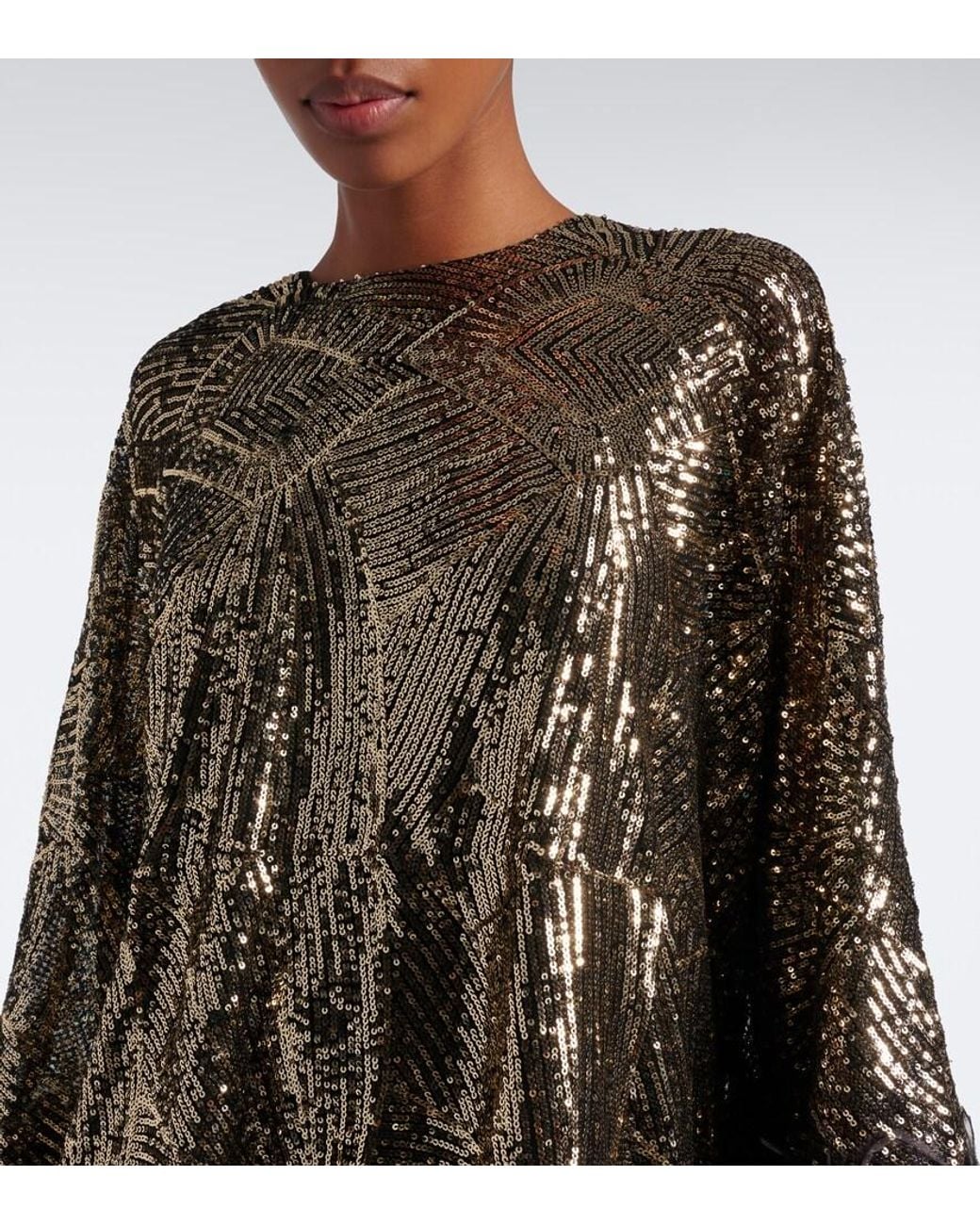 Taller Marmo Metallic Vegas Disco Feather-Trimmed Minidress