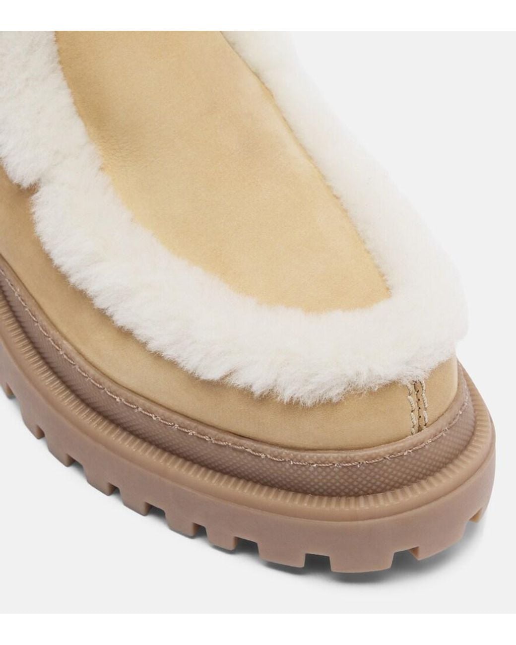 Yves Salomon Natural Shearling-Lined Suede Ankle Boots