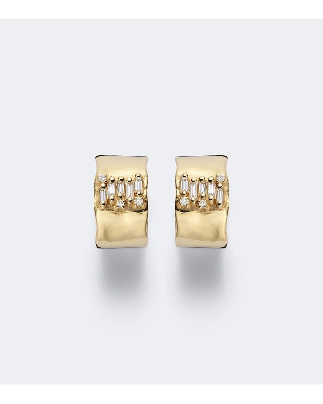 Suzanne Kalan White Mini 18Kt Hoop Earrings With Diamonds