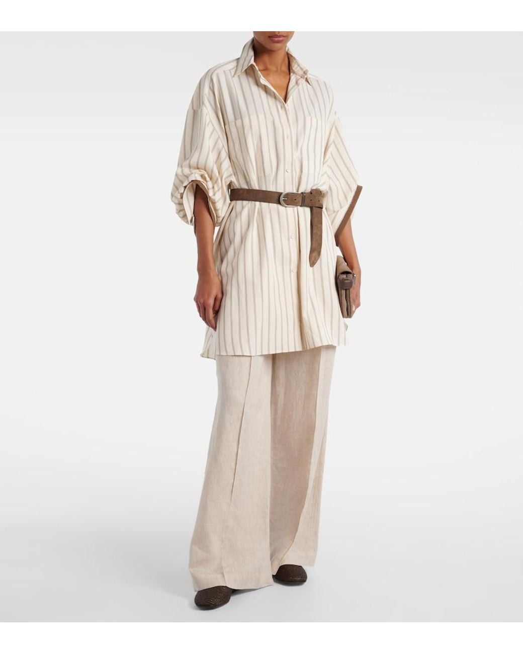 Brunello Cucinelli White Silk-Blend Shirt