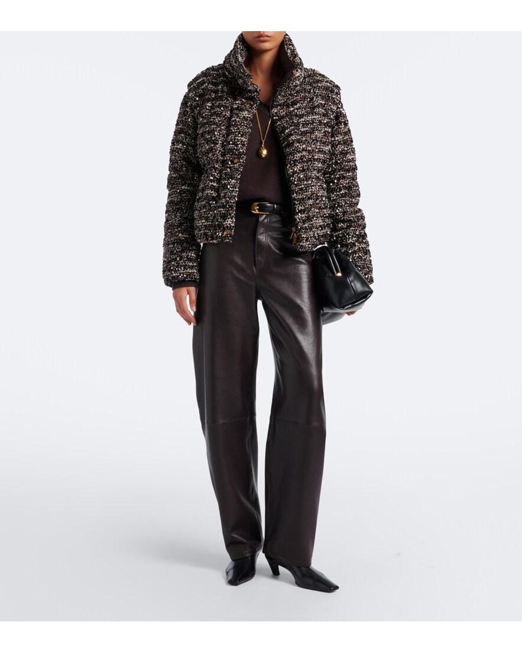 Moncler Black Poetique Sequined Boucle Down Jacket