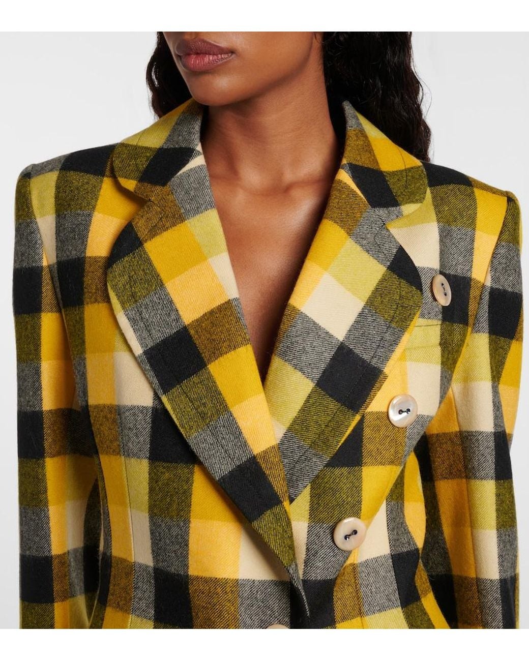 Vivienne Westwood Yellow Georgia Checked Virgin Wool Blazer