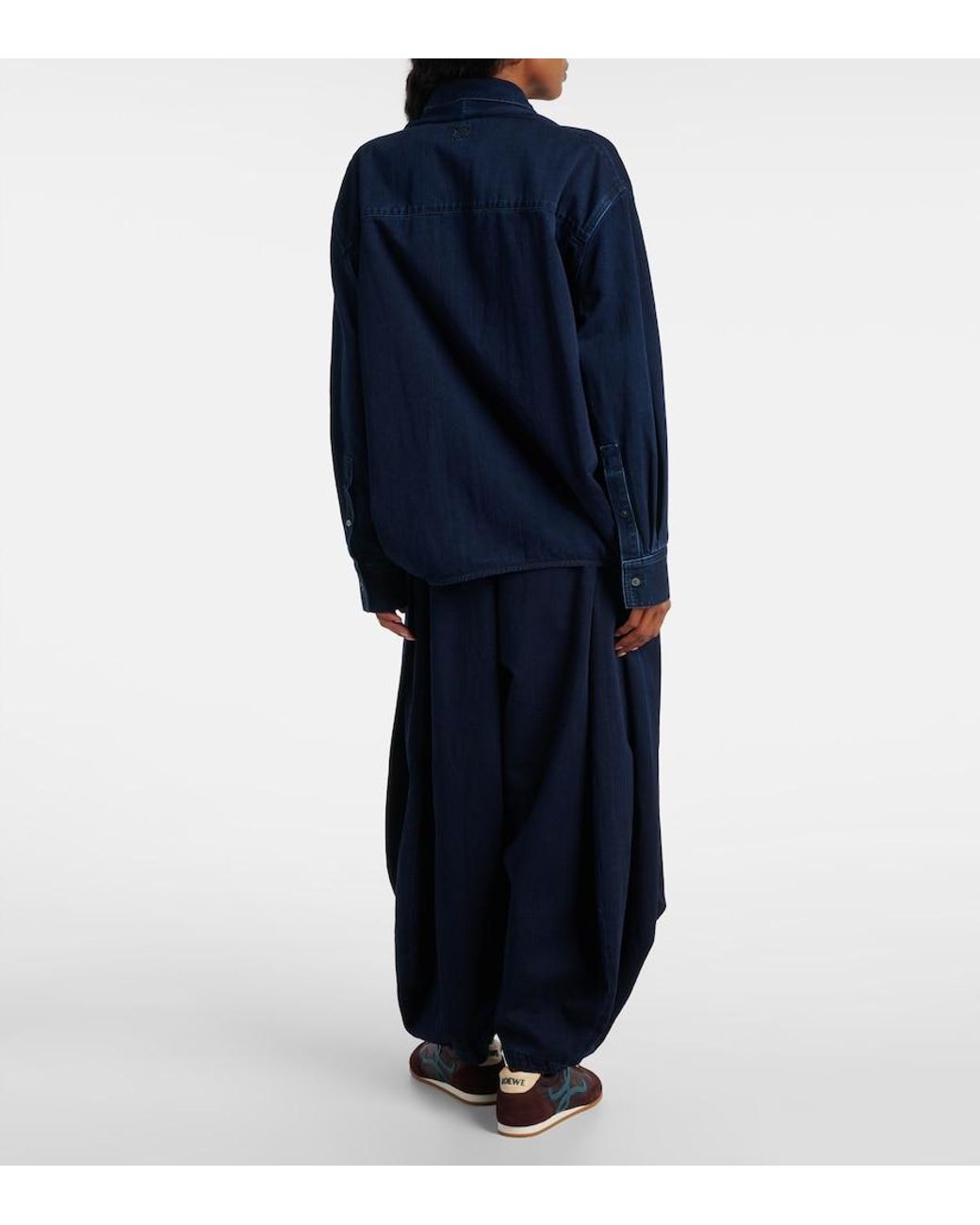Camisa De Denim Drapeado Loewe de color Blue