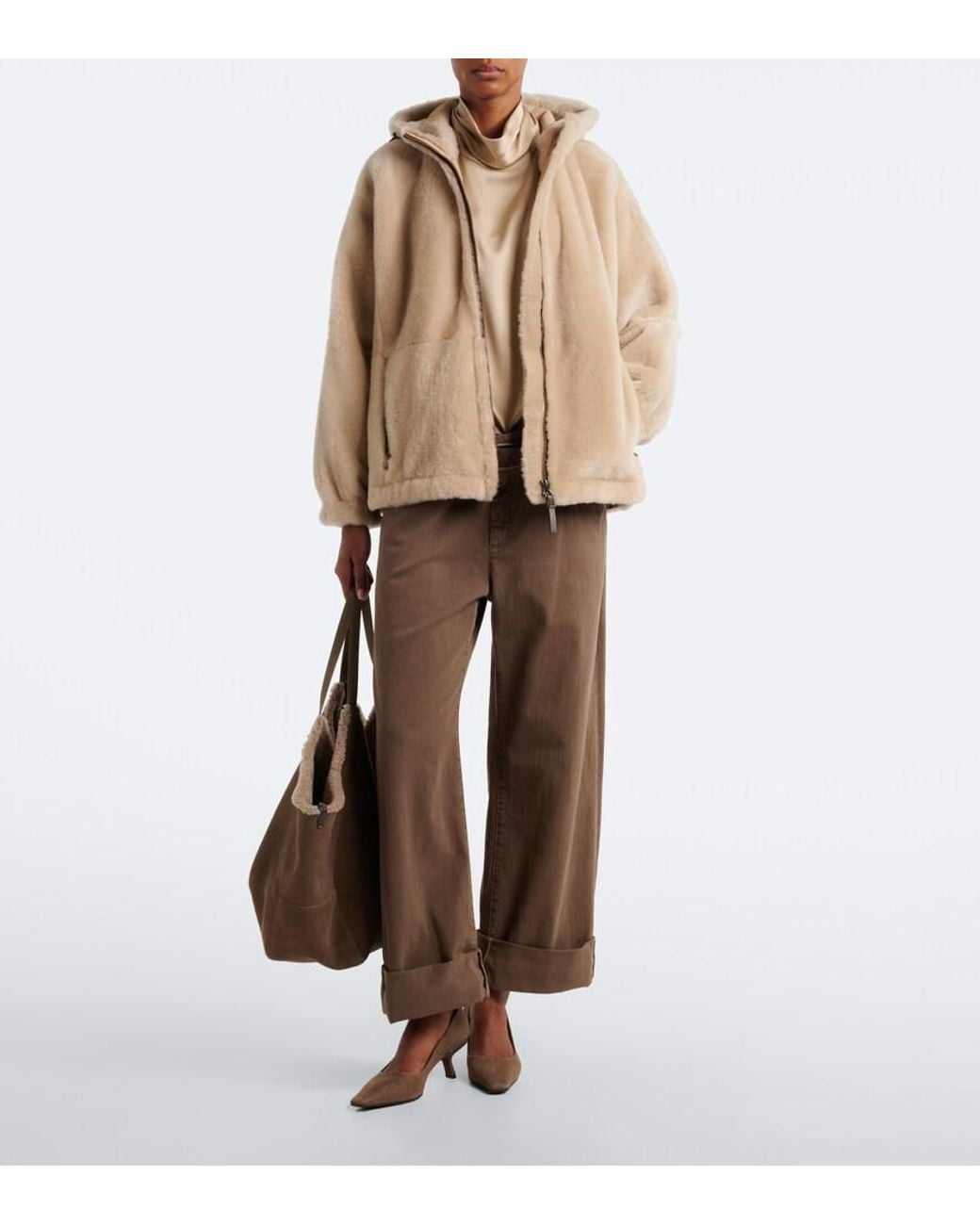 Brunello Cucinelli Brown Monili Wide-Leg Jeans
