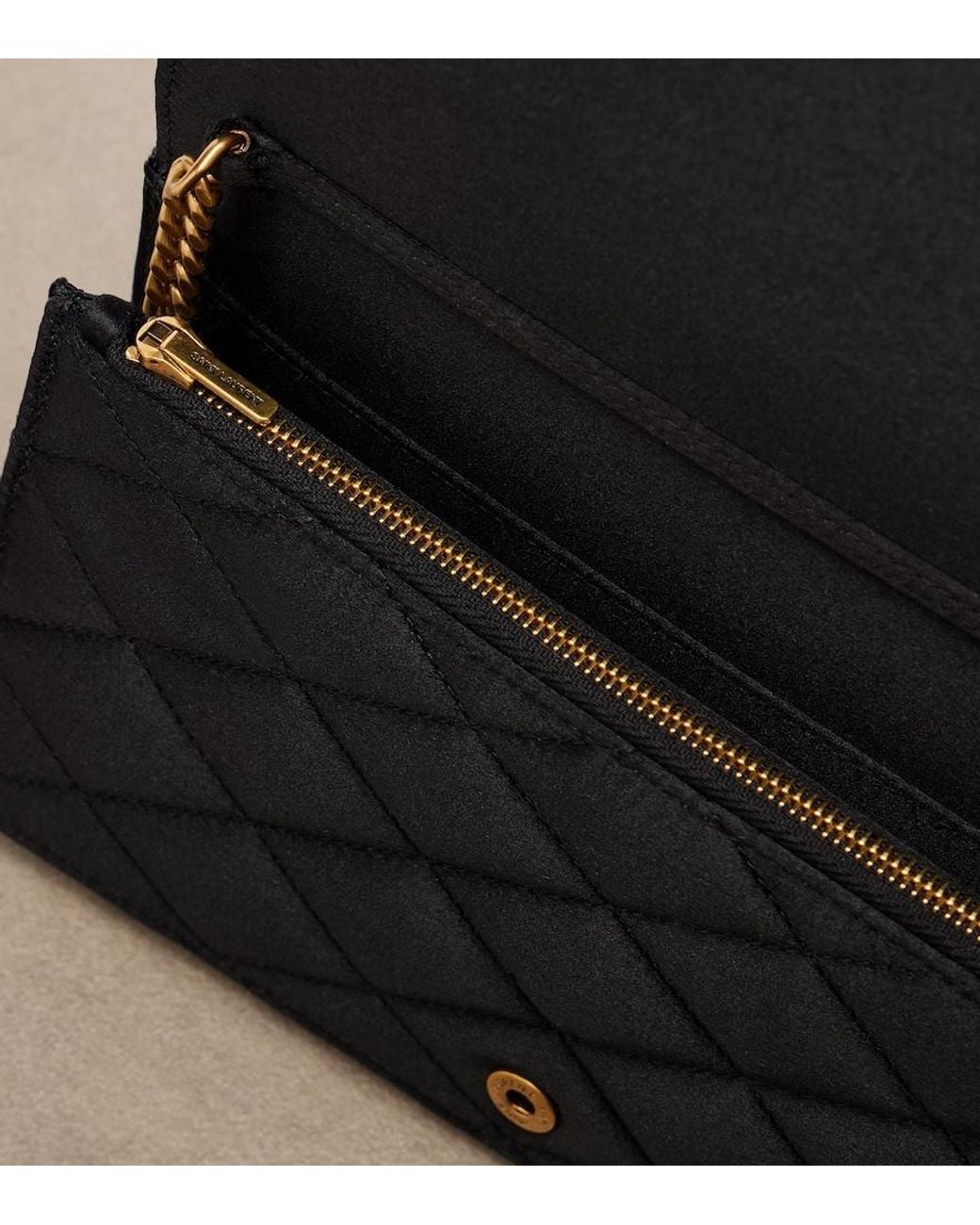 Saint Laurent Black Paris Mini Quilted Satin Shoulder Bag