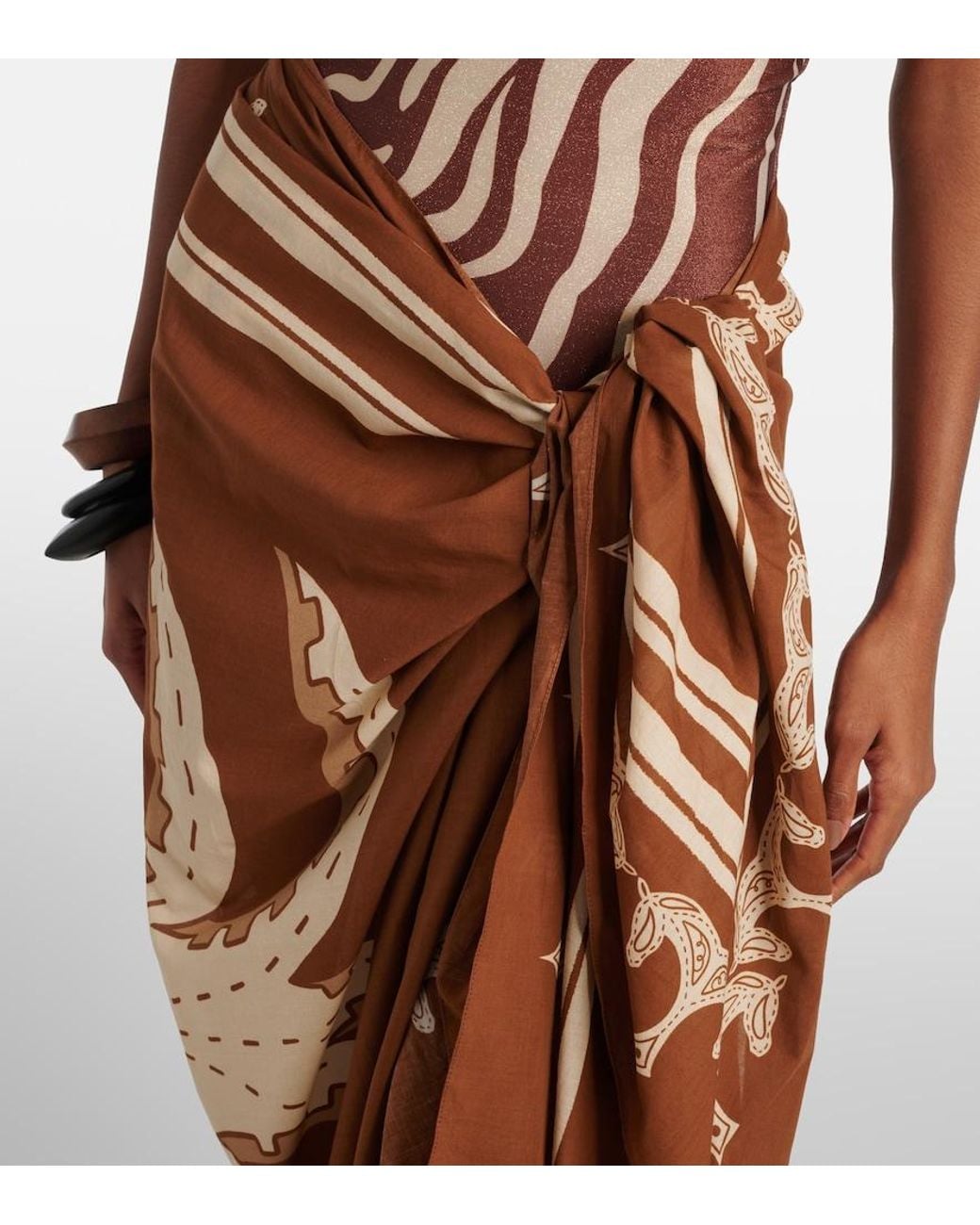 Johanna Ortiz Brown Cotton Printed Beach Cover-Up