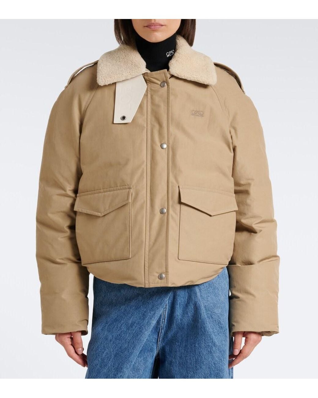 Loewe Natural Padded Shearling-Trimmed Cotton-Blend Jacket