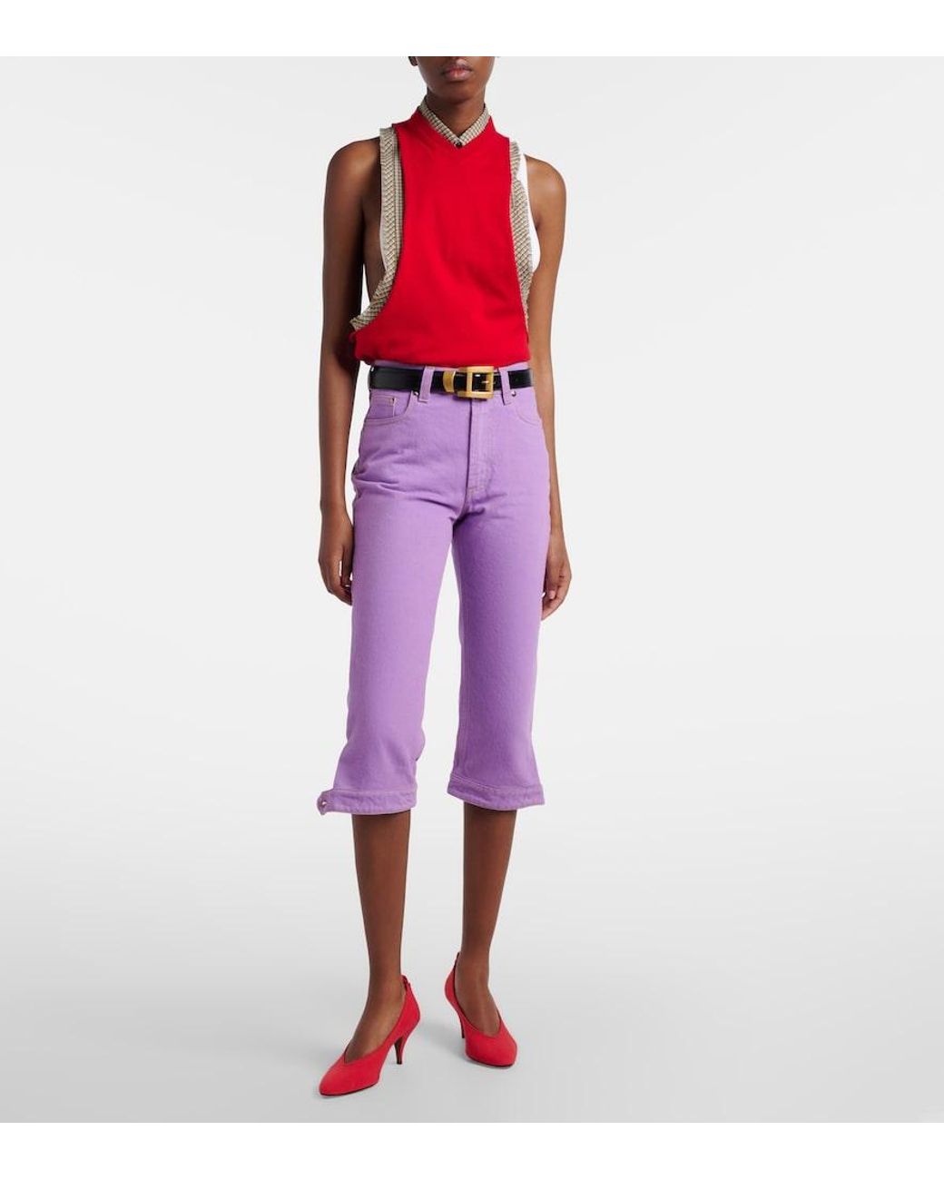 Versace Red Knitted Cotton Top