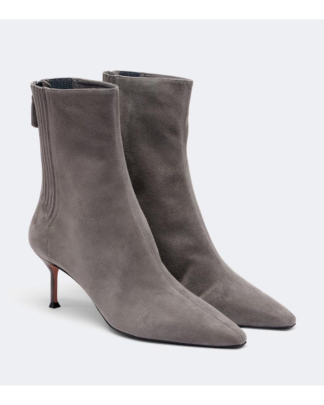 Aquazzura Gray Saint Honore Suede Ankle Boots