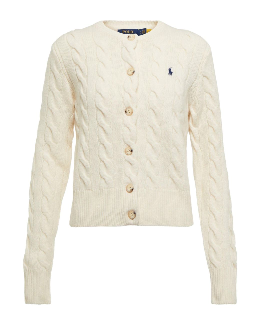 Polo Ralph Lauren Cable-knit Wool And Cashmere Cardigan in White | Lyst