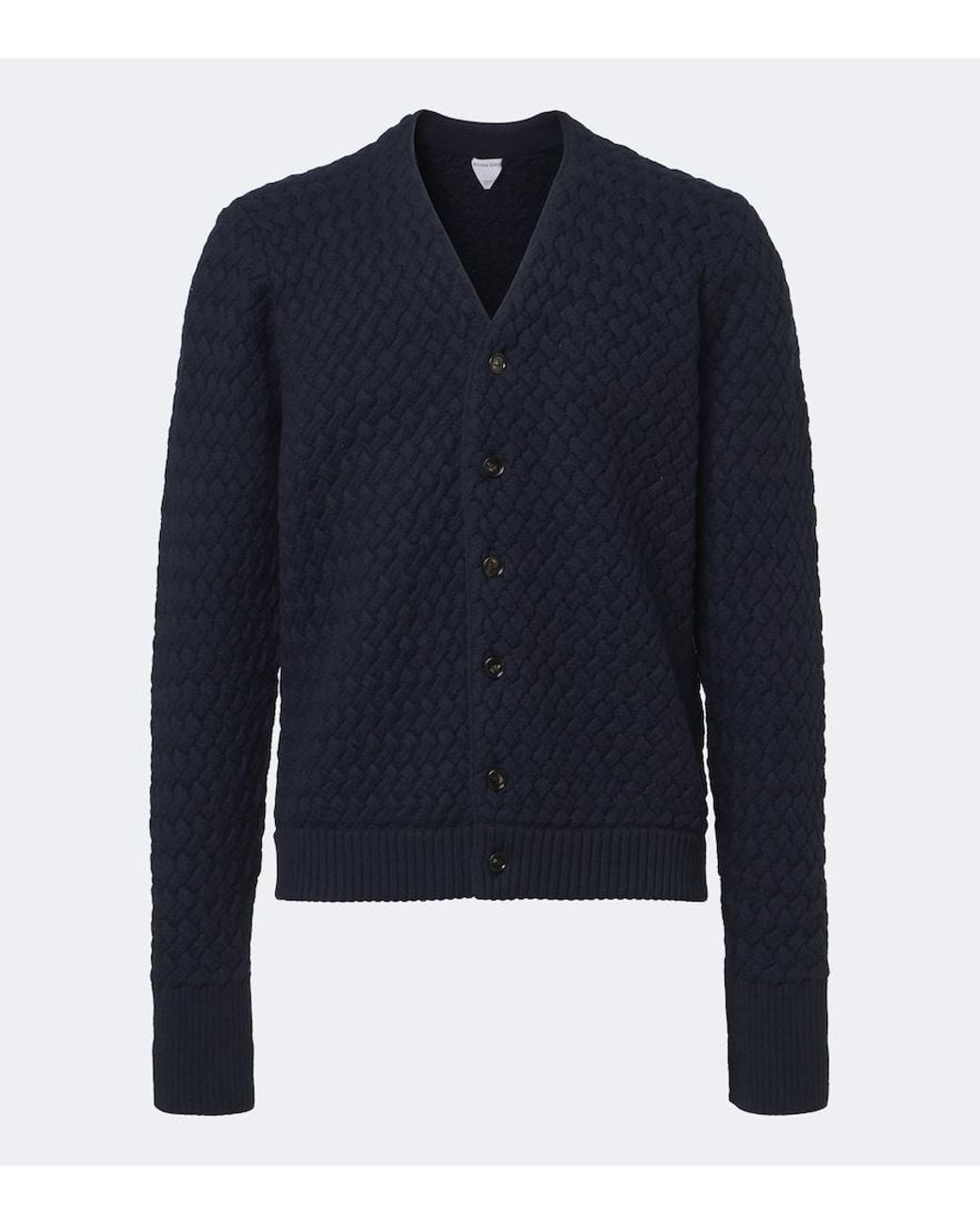 Bottega Veneta Blue Intrecciato Wool Cardigan for men