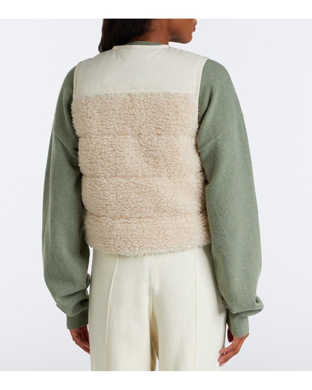 Moncler Natural Teddy-Trimmed Technical Vest