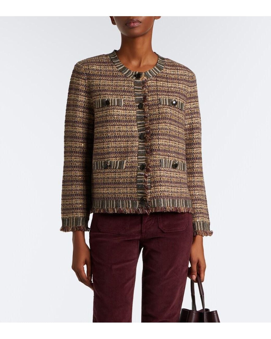 Veronica Beard Brown Sariyah Cropped Tweed Jacket