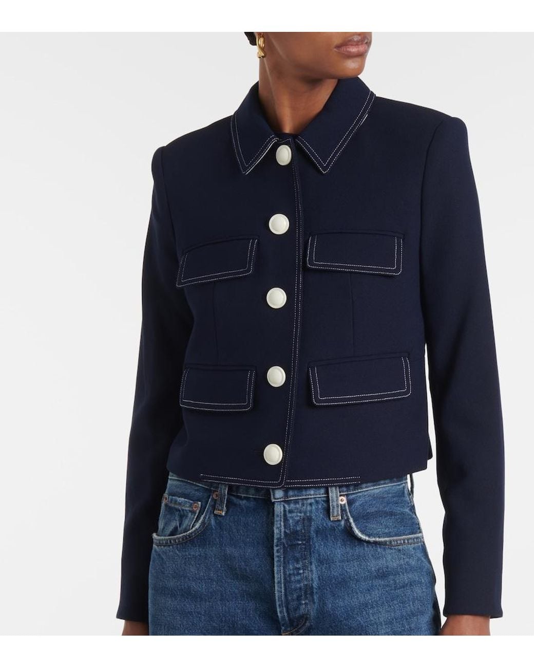 Veronica Beard Blue Constantine Cropped Jacket