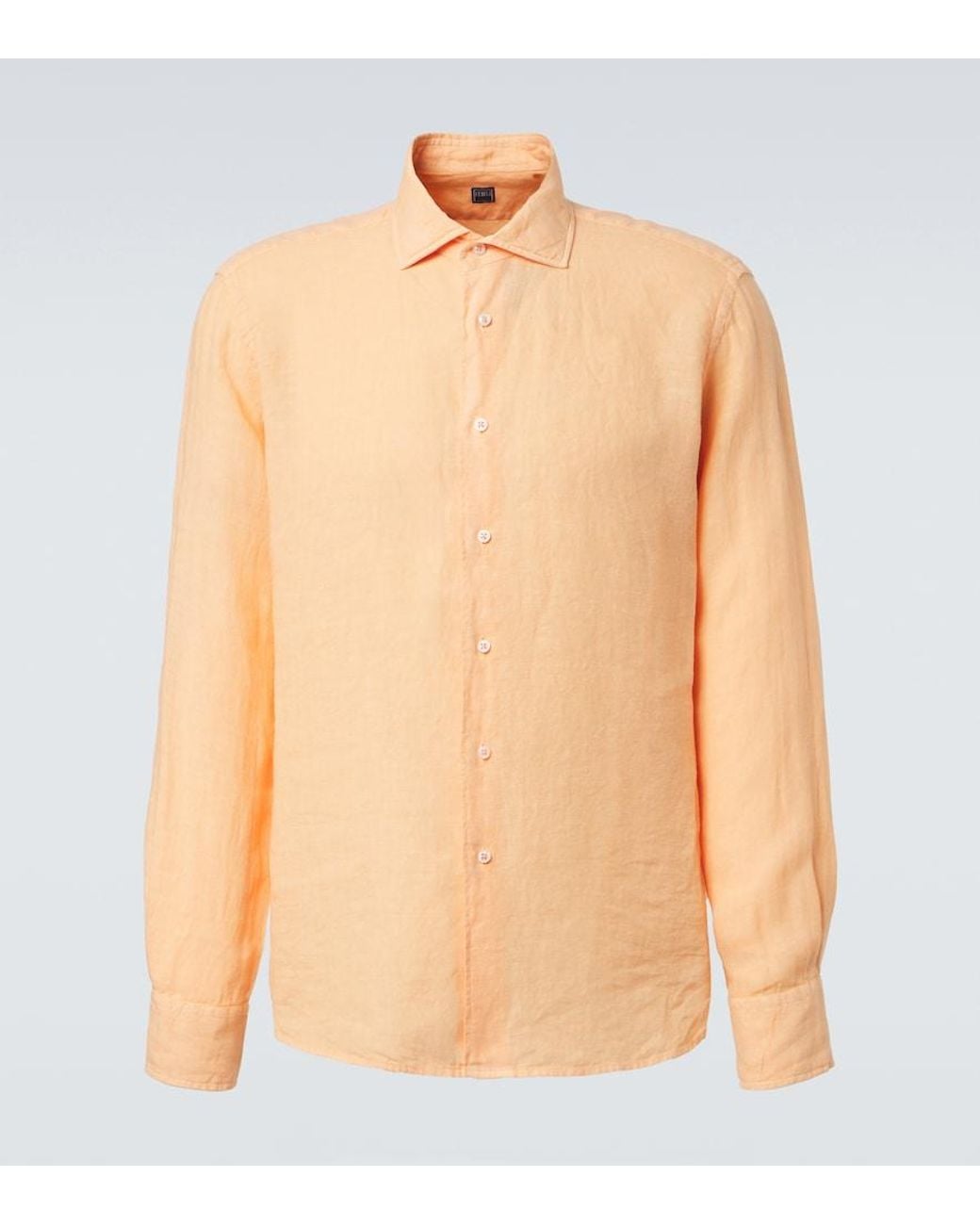 Fedeli Orange Linen Shirt for men