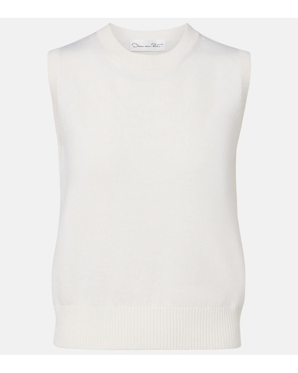 Oscar de la Renta White Virgin Wool Sweater Vest
